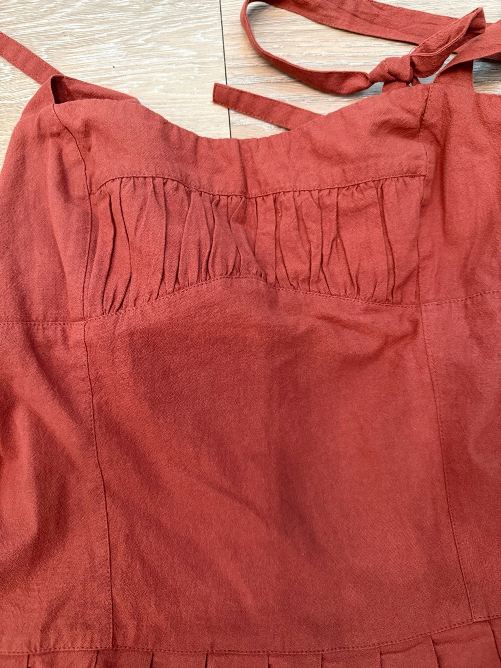 Free People Rust Red Pleated Mini Dress Size Large - Picture 2 of 5